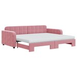 vidaXL Lit de jour avec gigogne et matelas rose 90x200 cm velours