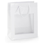 Sac vitrine pelliculé mat blanc à poignées cordelières 18 x 22 7 x 10 cm (lot de 10)