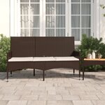 vidaXL Banc de jardin à 3 places avec coussins Marron Résine tressée