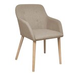 vidaXL Chaises à manger lot de 6 beige tissu et chêne massif