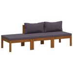 vidaXL Salon de jardin 3 Pièces avec coussin Bois d'acacia solide