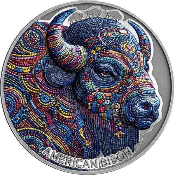 Pièce de monnaie en Argent 2000 Francs g 62.2 (2 oz) Millésime 2025 Patterns of the World AMERICAN BISON