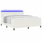 vidaXL Lit à ressort LED avec tête de lit Crème et Blanc 180 x 200 cm