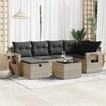 vidaXL Salon de jardin avec coussins 7 Pièces gris clair résine tressée