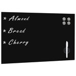 Tableau magnétique panneau écriture école maison bureau mural verre 50 x 30 cm noir 02_0045502