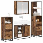 vidaXL Ensemble de mobilier de salle de bain 4 Pièces Bois Ancien