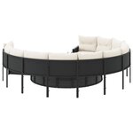 vidaXL Canapé de jardin avec coussins rond noir résine tressée