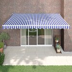 vidaXL Auvent rétractable automatique bleu et blanc 4 5x3 m