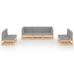 Salon de jardin meuble d'extérieur ensemble de mobilier 7 pièces avec coussins bois de pin massif 02_0017099