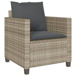 vidaXL Ensemble de bistro 3 Pièces et coussins gris clair résine tressée