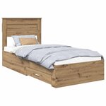 vidaXL Cadre de lit Chêne artisanal 90 x 190 cm Bois d'ingénierie