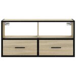 vidaXL Meuble TV chêne sonoma 80x31x39 5 cm bois d'ingénierie et métal