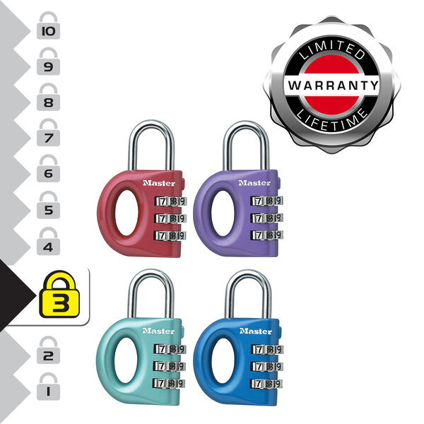 633EURD Cadenas à Combinaison avec Corp en Zinc  Couleur Aléatoire  5 6 x 3 2 x 1 1 cm