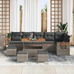 vidaXL Ensemble de canapé de jardin 10 Pièces Gris polyrotin