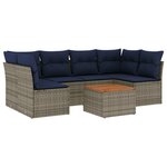 vidaXL Salon de jardin 7 Pièces avec coussins gris résine tressée