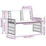 vidaXL Banc extérieur 2 -Seater 116 x 55 x 82 cm Acier et Rattan Poly