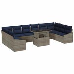 vidaXL Ensemble de canapé de jardin avec coussin 11 Pièces Gris et marine