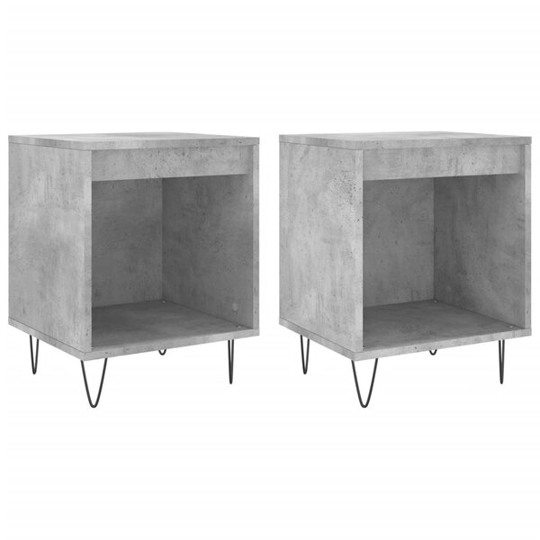 vidaXL Tables de chevet 2 Pièces gris béton 40x35x50 cm bois d’ingénierie