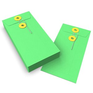 Lot de 20 enveloppes verte + jaune à rondelle et ficelle 220x110