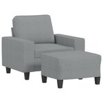 vidaXL Fauteuil avec repose-pied Gris clair 60 cm Tissu