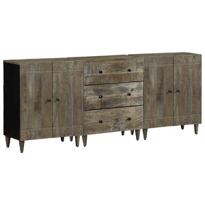 vidaXL Buffets 3 Pièces gris clair 60x33 5x75 cm bois de manguier massif