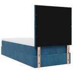 vidaXL Cadre de lit ottoman avec matelas bleu foncé 100x200 cm velours