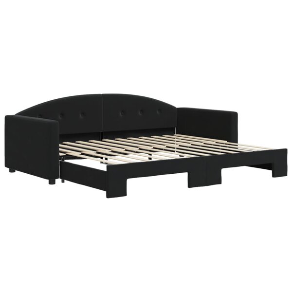vidaXL Lit de jour avec lit gigogne noir 90x200 cm velours