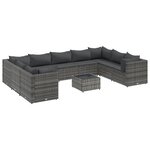 vidaXL Salon de jardin 10 Pièces avec coussins Gris Résine tressée