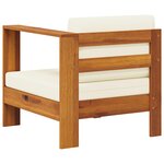 vidaXL Canapé central avec 1 accoudoir Blanc crème Acacia solide