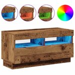 vidaXL Meuble TV avec lumières LED vieux bois bois d'ingénierie