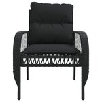 vidaXL Salon de jardin 4 Pièces avec coussins noir résine tressée