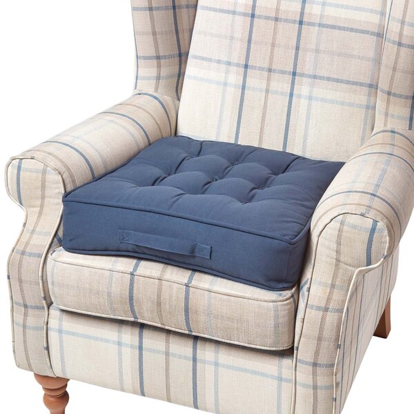 Coussin d'assise rehausseur en coton Bleu marine  50 x 50 x 10 cm - HOMESCAPES