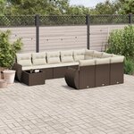 vidaXL Salon de jardin et coussins 11 Pièces marron résine tressée