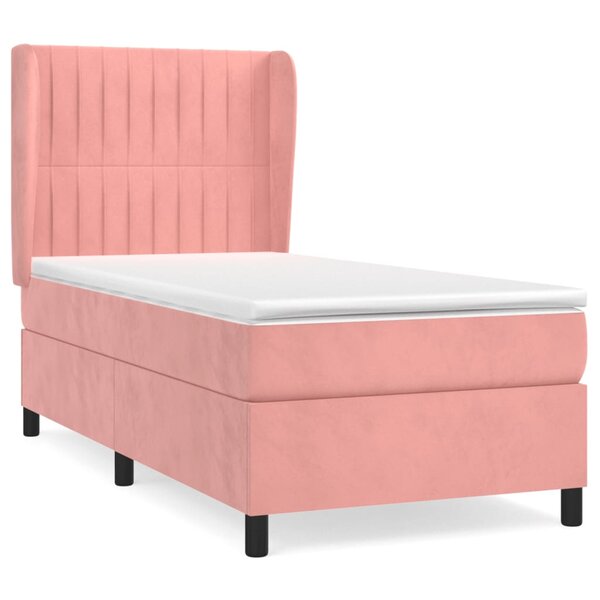 vidaXL Sommier à lattes de lit avec matelas Rose 90x200 cm Velours