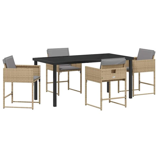 vidaXL Ensemble de salle à manger pour jardin 5 Pièces Beige polyrotin