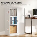 Armoire de bureau 2 portes coulissantes 80 x 40 x 120 cm verrouillable rangement moderne en panneaux de particules blanc 21_0002432