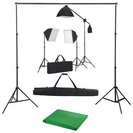 vidaXL Kit de studio photo avec boîtes à lumière et toile de fond