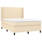 vidaXL Sommier à lattes de lit matelas et LED Crème 140x190 cm Tissu