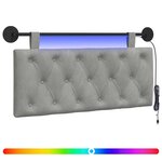 vidaXL Tête de lit suspendue Avec lumière LED Gris clair Velours