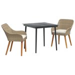 vidaXL Ensemble de salle à manger pour jardin 3 Pièces Beige polyrotin