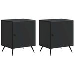 vidaXL Cabinet de chevet 2 Pièces Noir 43 x 34 5 x 50 cm