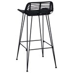 vidaXL Tabouret de bar 2 Pièces Noir 44 x 46 x 91 cm Rattan et Acier