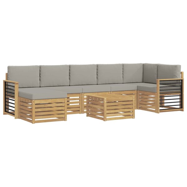 vidaXL Ensemble de canapés d'extérieur 8 pc Blanc et gris clair