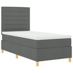vidaXL Lit à ressorts avec matelas gris foncé 90x200 cm en tissu