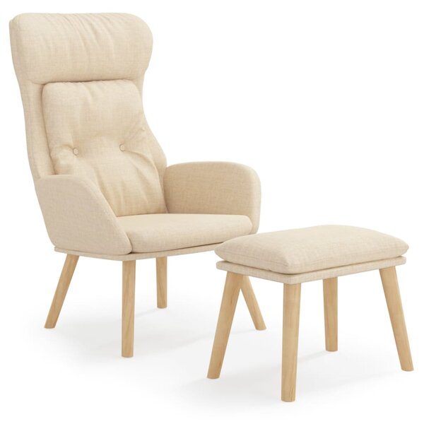 vidaXL Chaise de relaxation avec repose-pied Crème Tissu