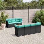 vidaXL Salon de jardin 8 Pièces avec coussins noir résine tressée