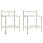 vidaXL Tables de chevet 2 Pièces Blanc et transparent Métal et verre