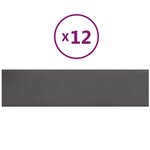 vidaXL Panneaux muraux 12 Pièces Gris 60x15 cm Similicuir 1 08 m²