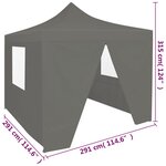 vidaXL Tente de réception escamotable avec 4 parois 3x3 m Anthracite