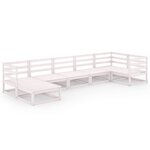 vidaXL Salon de jardin 7 Pièces Blanc Bois de pin massif